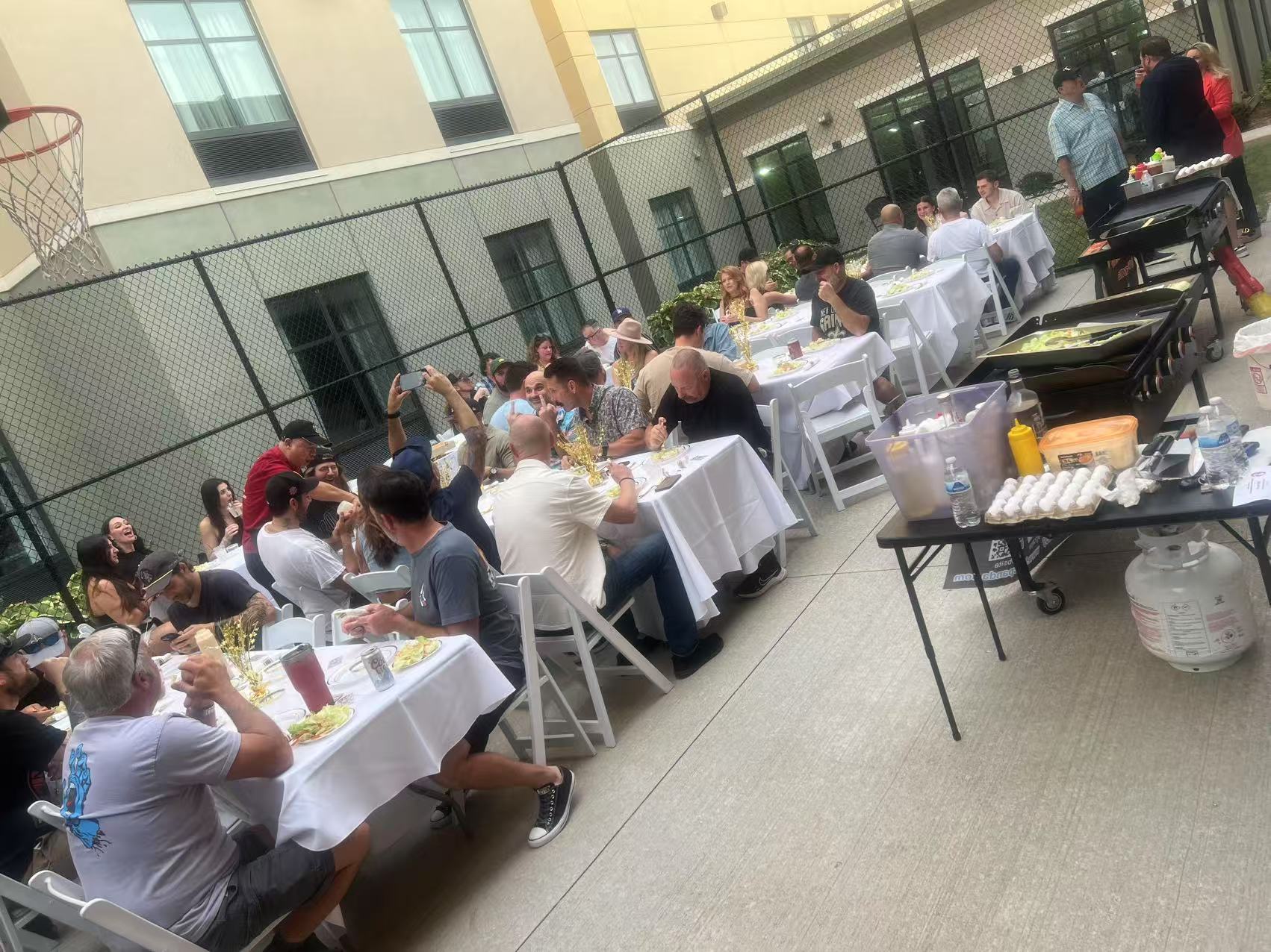 Hibachi backyard party Atlanta with family and friends