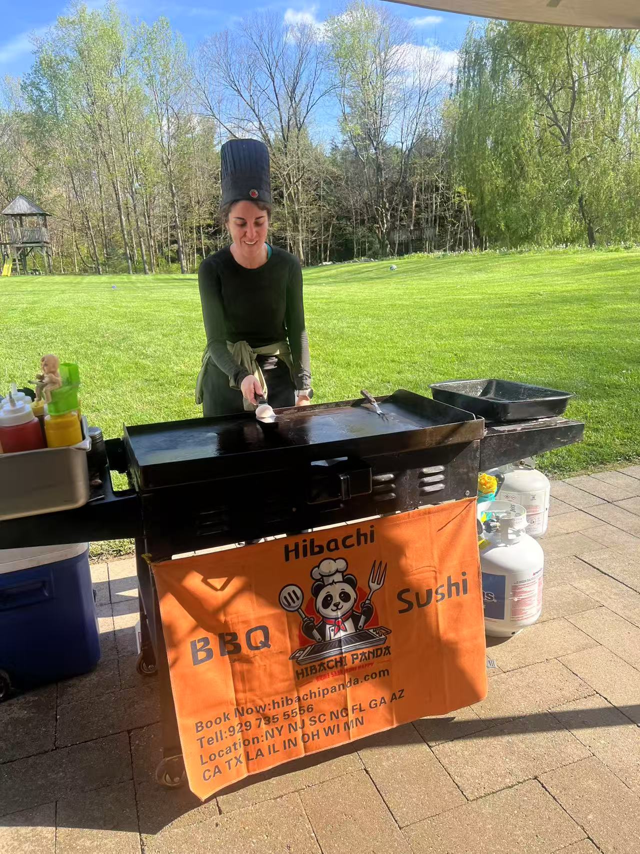 Hibachi catering event Atlanta GA large group outdoor